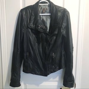 Ladies Genuine Leather Moto Jacket